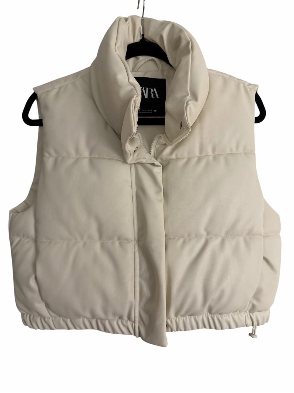 Zara Off-White Puffer Vest with High Collar